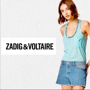 Zadig & Voltaire Samuel Foil Tank in Lagon Sz M NWT